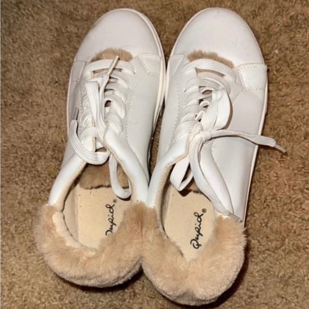 Qupid Faux Fur Leather Sneakers
